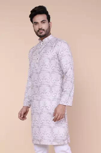 Men's multi colour cotton silk kurta