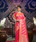 Pink Banarasi silk blend with zari woven design