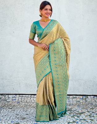 Begie zari woven tissue silk saree with unstitched blouse piece 1