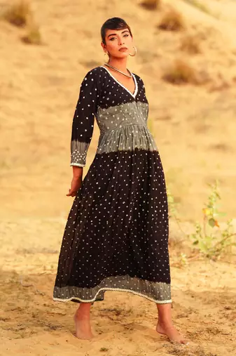 Black Dot Printed dress
