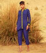 Blue Printed shirt set