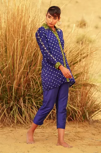 Blue Printed shirt set