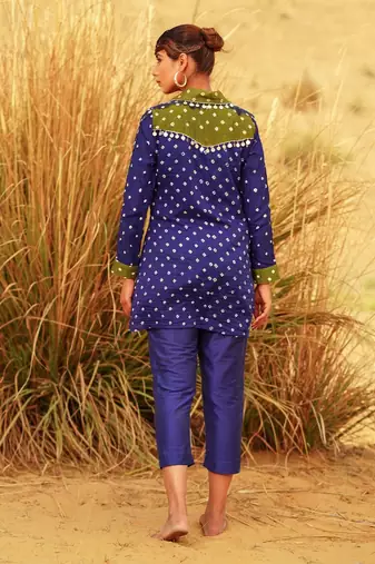 Blue Printed shirt set