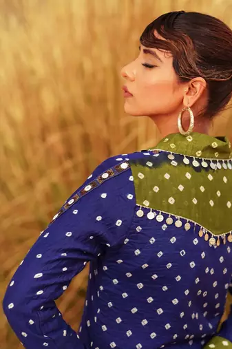 Blue Printed shirt set