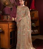 Grey organza silk with woven zari work