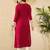 women red viscose rayon solid embroidered straight kurta