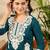 women blue viscose rayon solid embroidered straight kurta