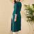 women blue viscose rayon solid embroidered straight kurta