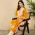 women yellow viscose rayon solid embroidered straight kurta
