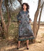 Grey silk hand blocked jacket / dress