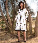 Beige Monochrome silk handblocked coat / dress