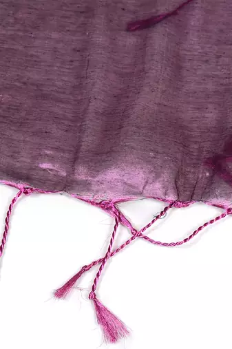 Aakar purple & pink handloom tissue saree with unstitched blouse piece