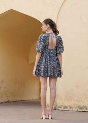 Handblock Printed New Arrival Cotton Akiha Mini Dress 2