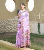 Lavender soft cotton jamdani saree