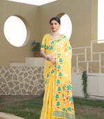 Yellow soft cotton jamdani saree
