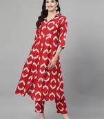 Women rayon printed aline kurta with pant set