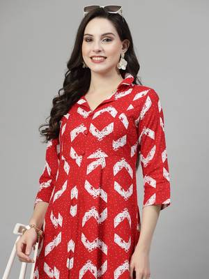 Women rayon printed aline kurta with pant set 5