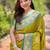 Lime green zari woven silk women's saree with blouse piece