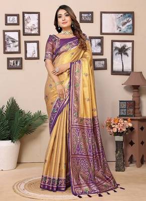 Gold Banarasi Tissues Silk Sarees  1