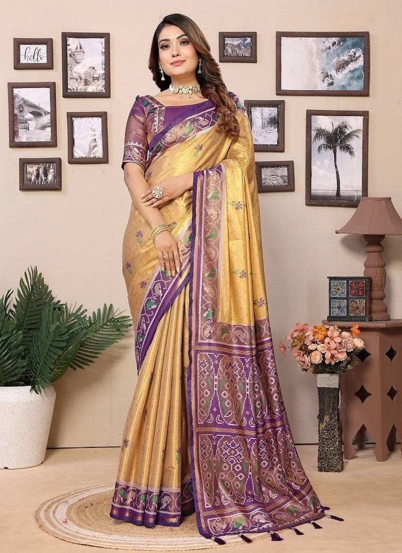 Gold Banarasi Tissues Silk Sarees 