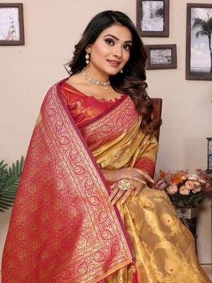 Golden Banarasi Tissues Silk Sarees  1