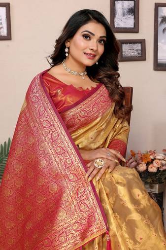 Golden Banarasi Tissues Silk Sarees 