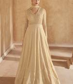 Cream georgette embroidered anarkali suit