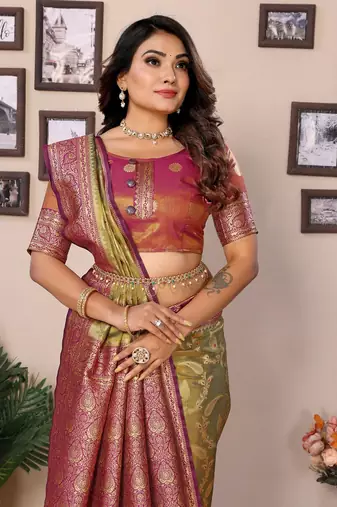 Green Banarasi Tissues Silk Sarees 