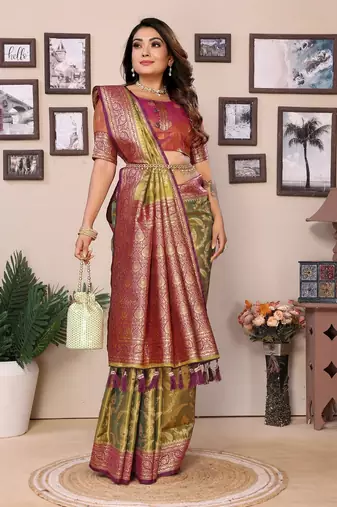 Green Banarasi Tissues Silk Sarees 