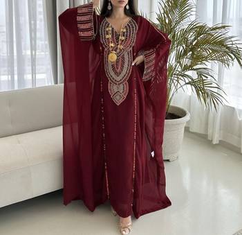 Burgundy Kaftan Handcrafted Zari Stone Bedded Work Stitched Party Wear Wedding Dresses  2
