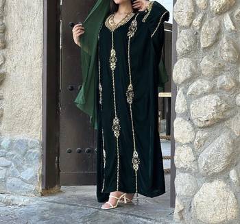 Green Velvet Zari Work Kaftan 2