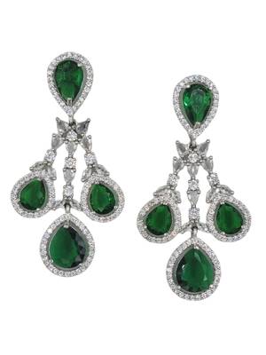 Silver plated & white cz-studded green colour jewellery set for women & girls. 3