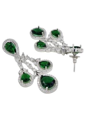 Silver plated & white cz-studded green colour jewellery set for women & girls. 5
