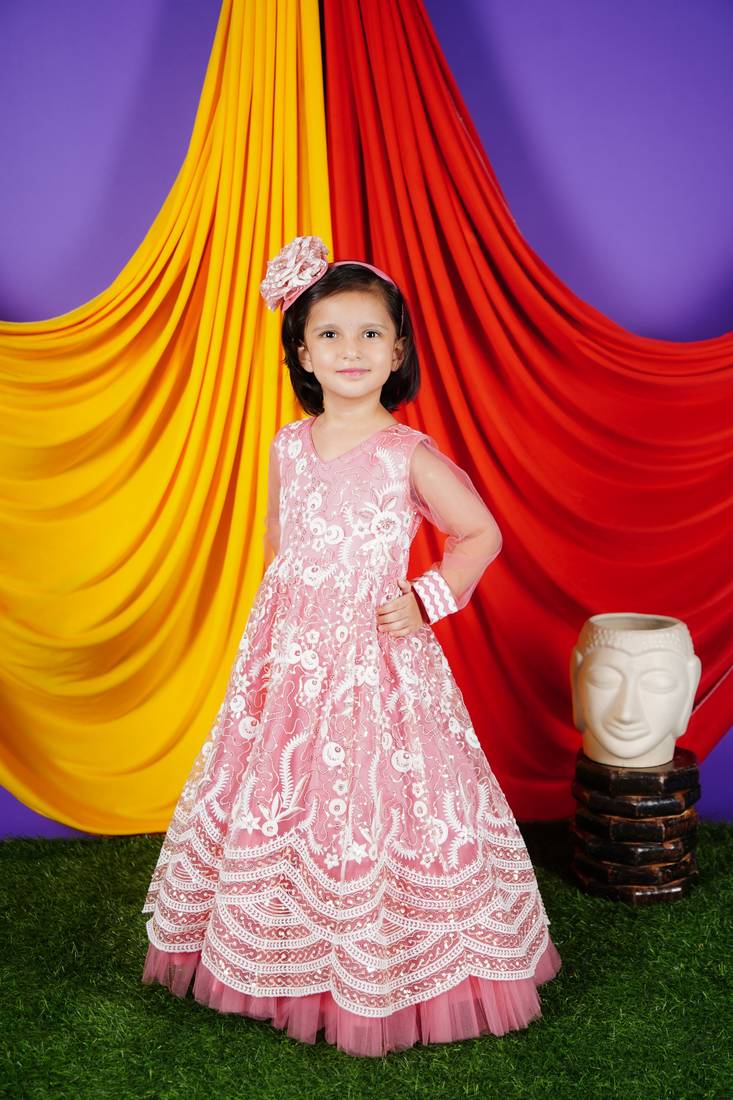 Peach Embroidery Gown 