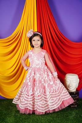 Peach Embroidery Gown  5