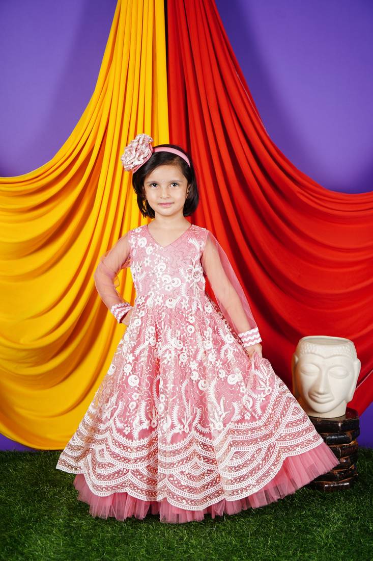 Peach Embroidery Gown 