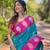 Sky blue zari woven silk women's saree with blouse piece