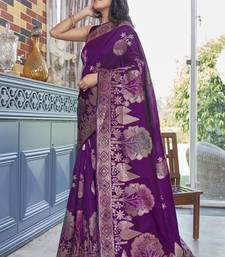 Purple silk blend sarees with blouse
