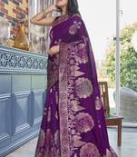 Purple silk blend sarees with blouse