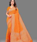 Varni fabric soft silk jecquard work woven mustard color saree