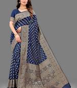 Varni fabric soft silk jecquard work woven navy blue color saree