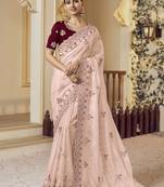 Party wear pink organza saree with satin blouse