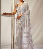 Women embellished sequinned celebrity saree