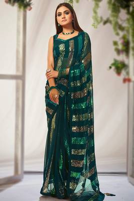 Women embellished sequinned celebrity saree 1