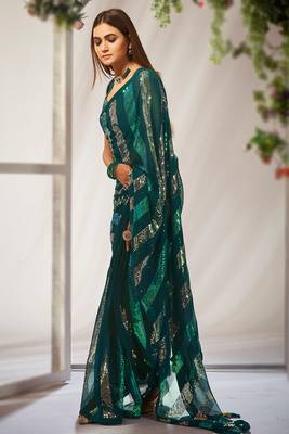 Women embellished sequinned celebrity saree 2
