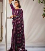 Women embellished sequinned celebrity saree