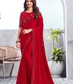 Reboot fashions red silk traditional embellished saree,sari comes with embroidered blouse