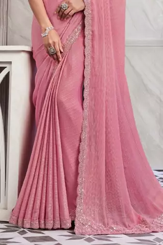 Reboot fashions pink silk traditional embellished saree,sari comes with embroidered blouse