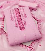 Pink Georgette Sequinned Embroidered Suit Dress Material With Georgette Dupatta