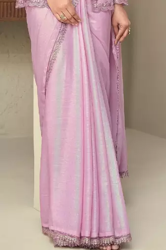 Pink Silk Beautiful Embellished Saree,Sari Comes With Embroidered Blouse